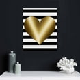 thumbnail image 5 of JEUXUS Canvas Prints Wall Art Valentines Day Gold Heart with Black and White Stripes Wall Pictures Giclee Wall Decor on Canvas Stretched Artwork Living Room Bedroom Poster Art Ready to Hang, 5 of 5