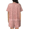 thumbnail image 3 of Naloa Rose Gold Pink Glitter Women's Short-Sleeved Pajama Set, Loungewear, Summer pajamas, Breathable Cozy - Medium, 3 of 9