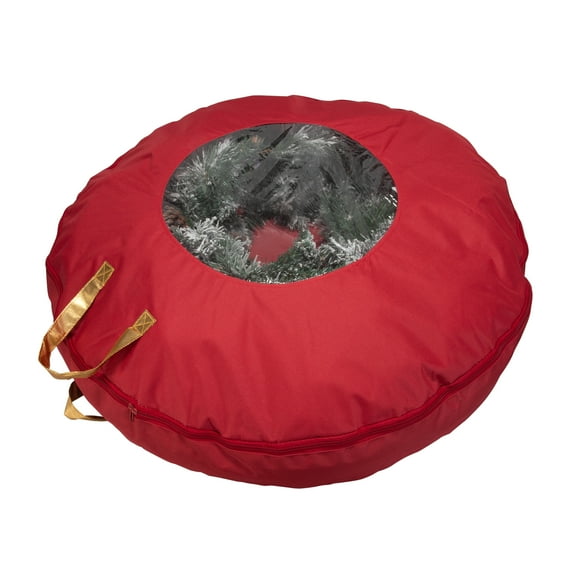 Simplify 36-inch Fabric Wreath Storage Bag in Red