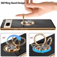 thumbnail image 5 of Compatible with Google Pixel 7 5g Cell Phone Case Ultra Slim Thin with 360°Finger Ring Stand Metal Electroplated Soft TPU Frame Full Body Shock-Absorption Bumper Hard Back Mobile Cover-Black, 5 of 14
