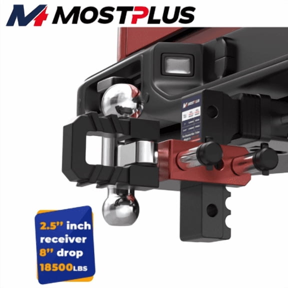 MOSTPLUS 2.5'' Receiver 8'' Drop Rise Adjustable Trailer Tow Hitch w/ Dual Ball Mount