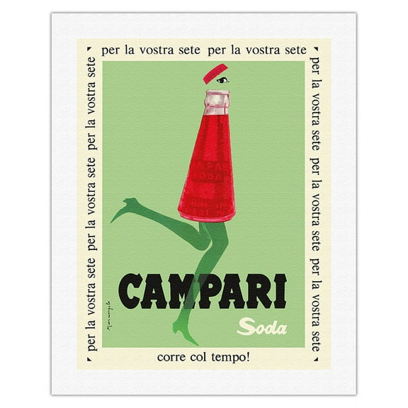 For Your Thirst (Per la Vostra Sete) - Campari Soda - Vintage Advertising Poster by Franz Marangolo c.1950 - Fine Art Rolled Canvas Print 20in x 26in