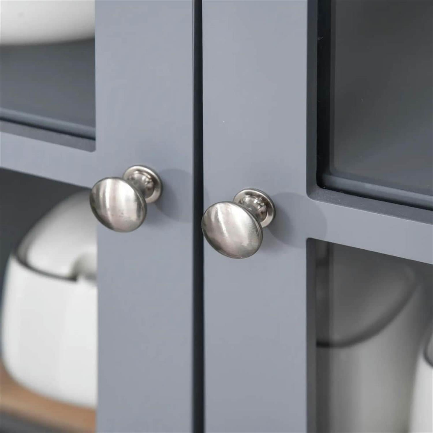 Demi Bonn 64" Modern Buffet Hutch, Kitchen Pantry Storage Cabinet with Glass Door & Drawer, Microwave Compartment for Dining Room, Home Storage, Gray