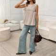 thumbnail image 2 of Womens Tank Tops Summer Sleeveless Loose Fit Crop Tops Pleated Peplum Sleeveless Blouse Round Neck Y2K Babydoll Blouse Shirt Basic Tees Shirt Dressy Casual Trendy Clothes, 2 of 5
