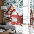 thumbnail image 6 of Snowman Christmas Sheer Curtains 63 Inches Long, Xmas Farmhouse Tree Snowflake Light Filtering Window Curtains for Living Room/Bedroom, Rod Pocket Voile Sheer Curtain Drapes, 52"W x 63"L, 2 Panels, 6 of 9