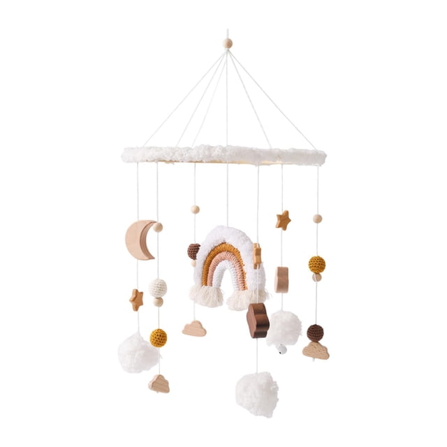 Móvil sensorial para cuna de bebé, juguete colorido para recién nacidos, carillón de viento, juguetes Montessori, campana de cama para bebés de 0 a 12 Estrella marrón y