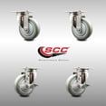 thumbnail image 2 of 4 Inch 316SS Gray Polyurethane Wheel Swivel Top Plate Caster Set 2 Brakes SCC, 2 of 2
