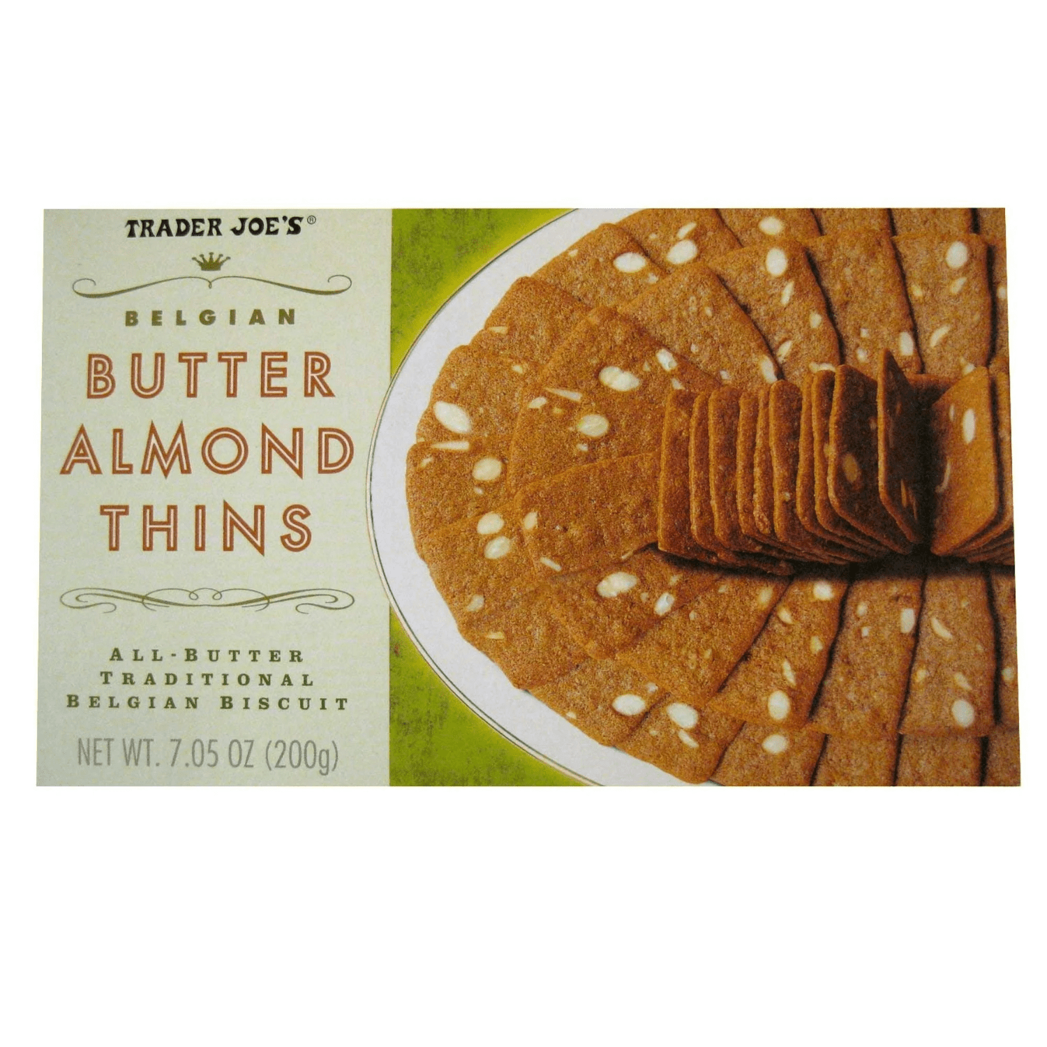 Trader Joe's Belgian Butter Almond Thins 7.05 oz- Pack of 2