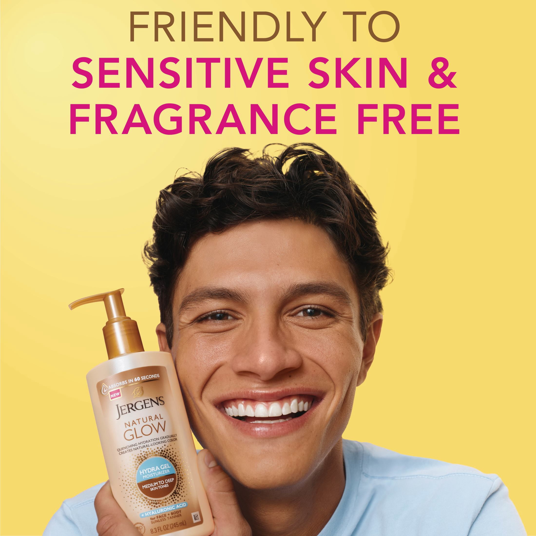 Jergens Natural Glow Hydra Gel Moisturizer, Gradual Tanning Lotion, Medium to Deep, 8.3 fl oz