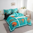 thumbnail image 3 of Homewish Football Rugby Teens Bedding Comforter Set 7pcs, Modern Sports Athlete King Bedding Sets, Turquoise Cartoon Helmet Reversible Bed Sheets, Super Cozy Room Decor, 3 of 7