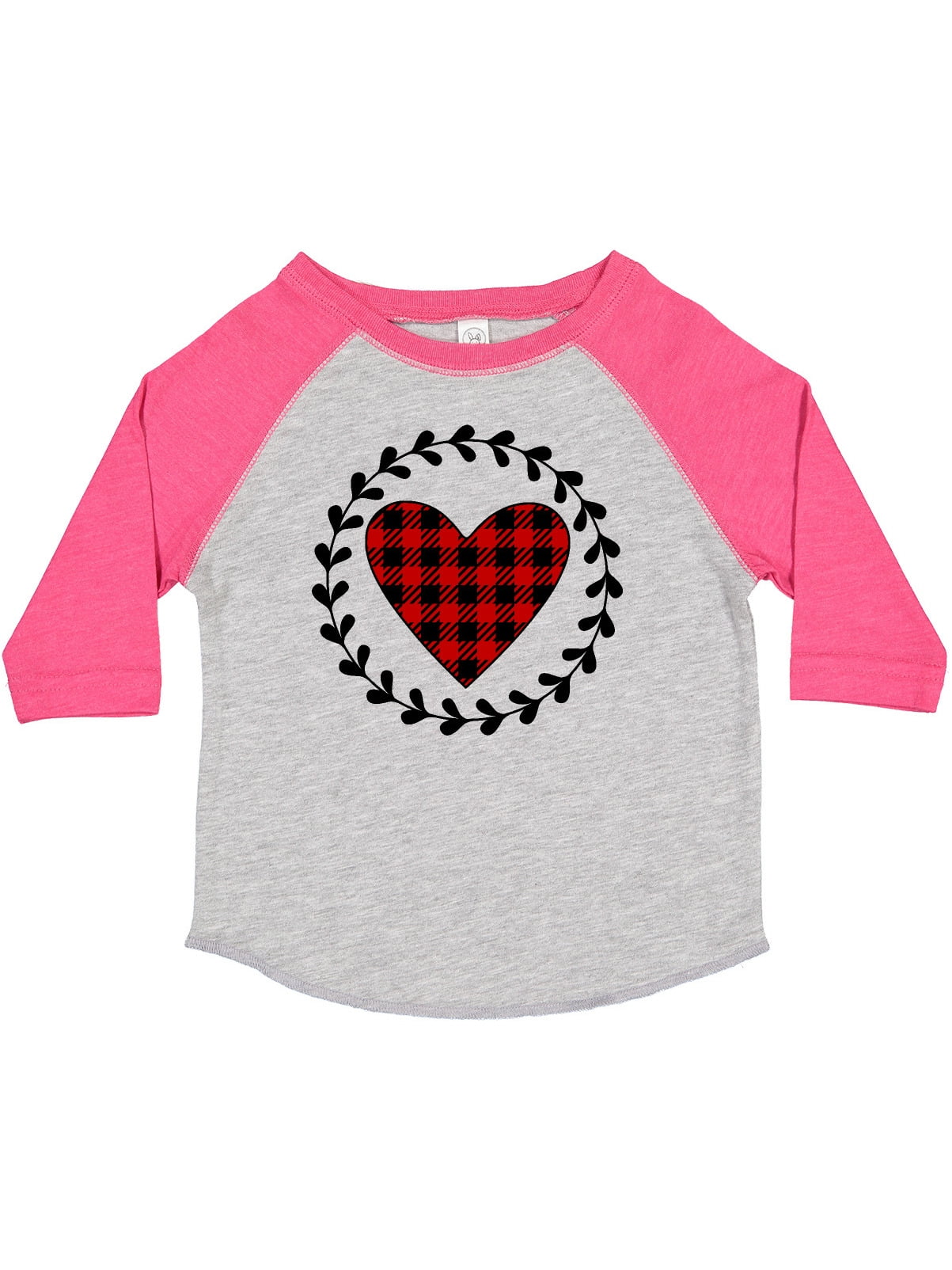 7 ate 9 Apparel Girls Buffalo Plaid Heart Valentines Day Pink Raglan Shirt 7 ate 9 Apparel Girls Buffalo Plaid Heart Valentines Day Pink Raglan Shirt