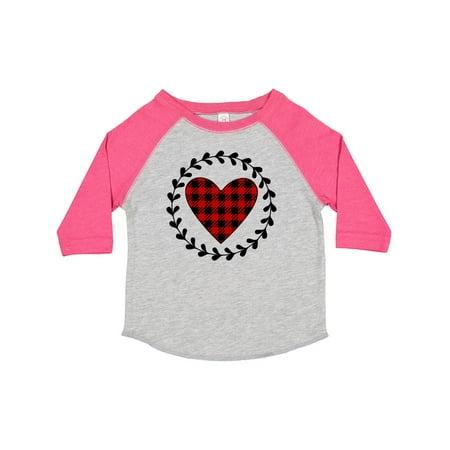 

Inktastic Valentines Day Buffalo Plaid Heart Gift Toddler Toddler Girl T-Shirt