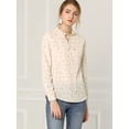 thumbnail image 3 of Allegra K Blusa Floral De Manga Larga Con Lunares Y Escote Con Volantes Para Mujer Beige L, 3 of 6