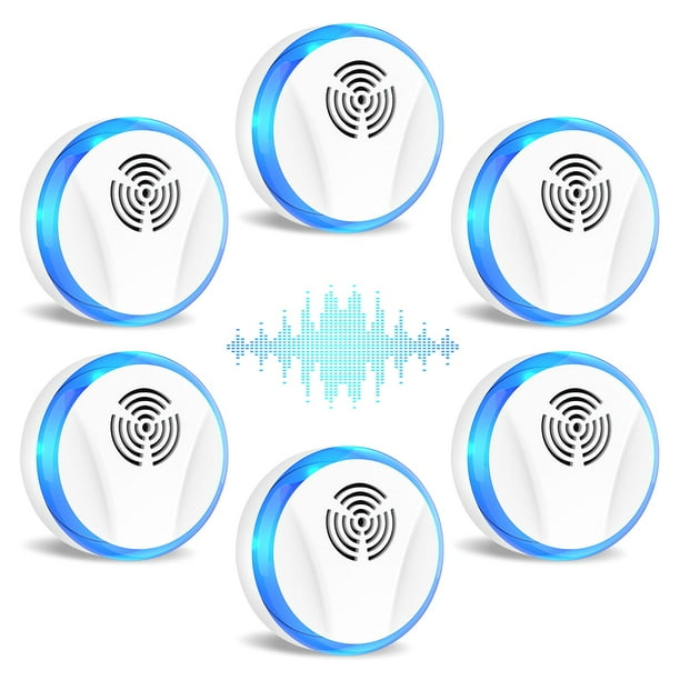 6 paquetes de repelente ultrasónico de plagas, repelente electrónico de plagas enchufable para control de plagas en interiores para insectos, cucarachas, ratones y arañas