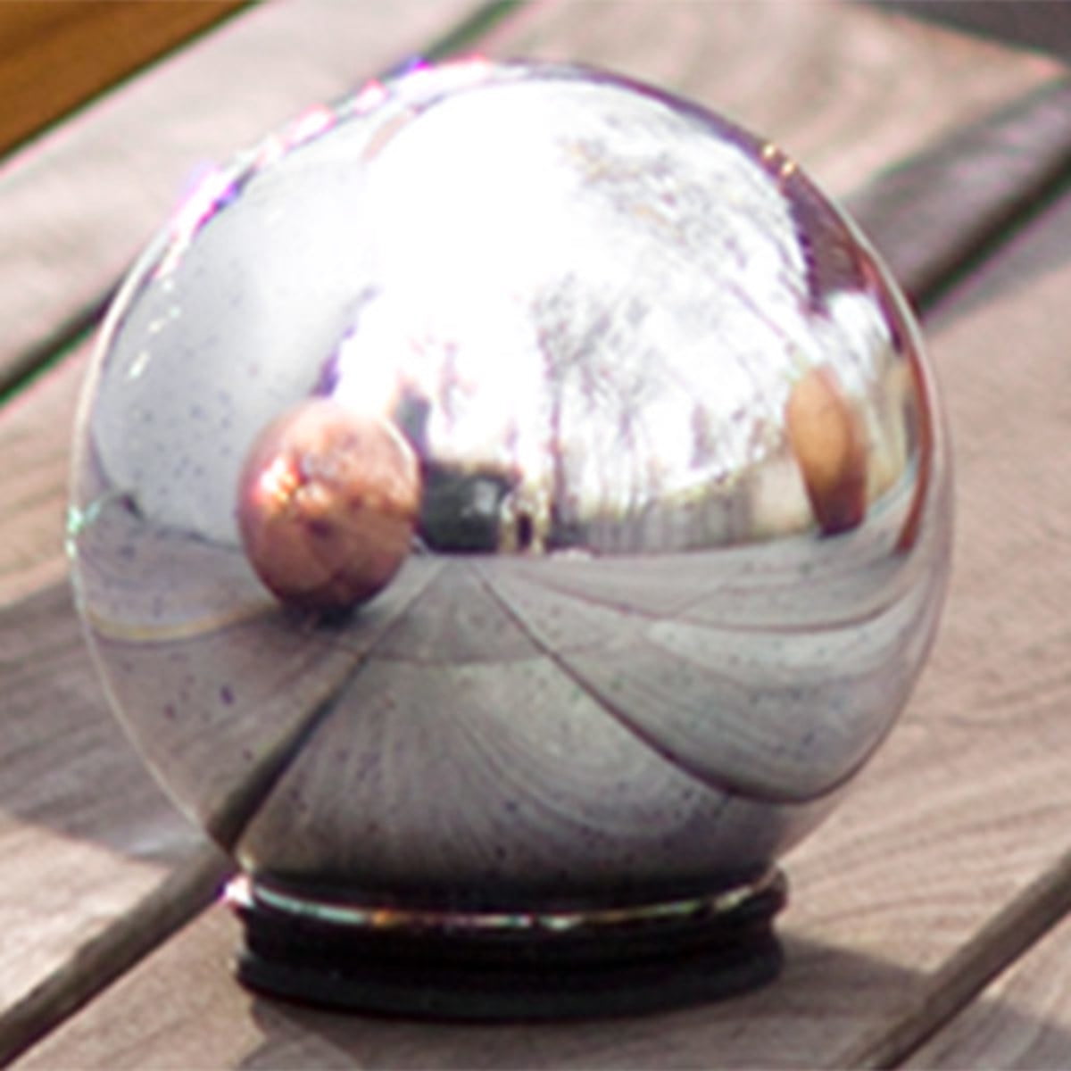 Large Mercury Glass 6" Gazing Ball Garden Decor, Silver