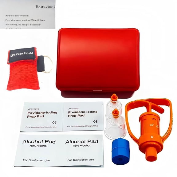 Snake Bite Kit, Bee Sting Kit, TVTUTPWY Portable Venom Extractor Suction Pump with Bonus CPR Face Shield, Emergency Outdoor First Aid Supplies for Hiking, Camping, Backpacking ﻿