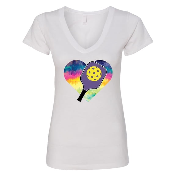 Inktastic Pickleball Lover Paddle Ball Retro Heart Women's V-Neck T-Shirt