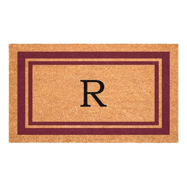 Burgundy Border Monogram Doormat (Letter R)