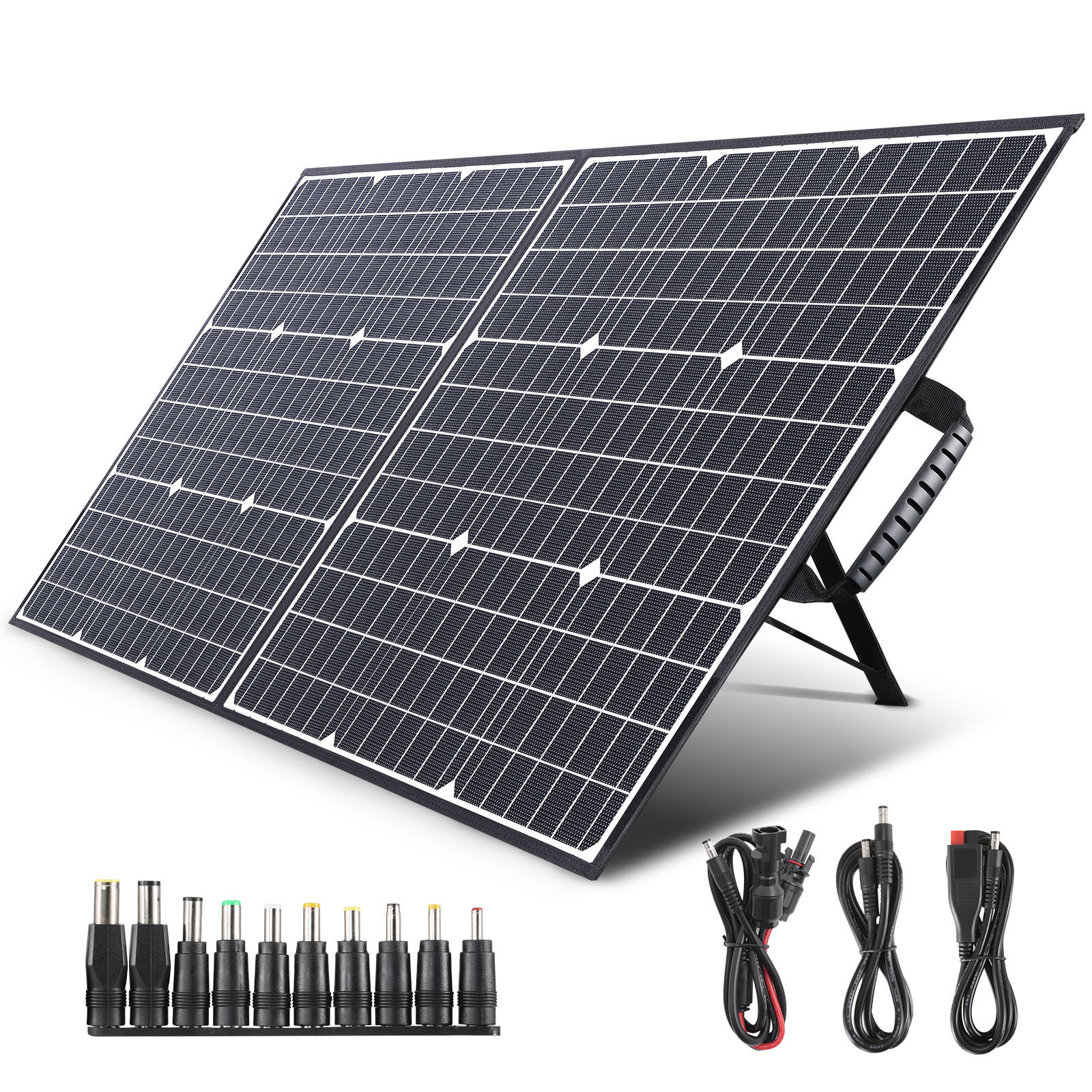 100w Foldable Solar Panel Charger with Kickstand, Parallel Cable, QC 3.0  and USB-C, Upgraded Portable Solar Panel for Jackery/Rockpals Power Station 
