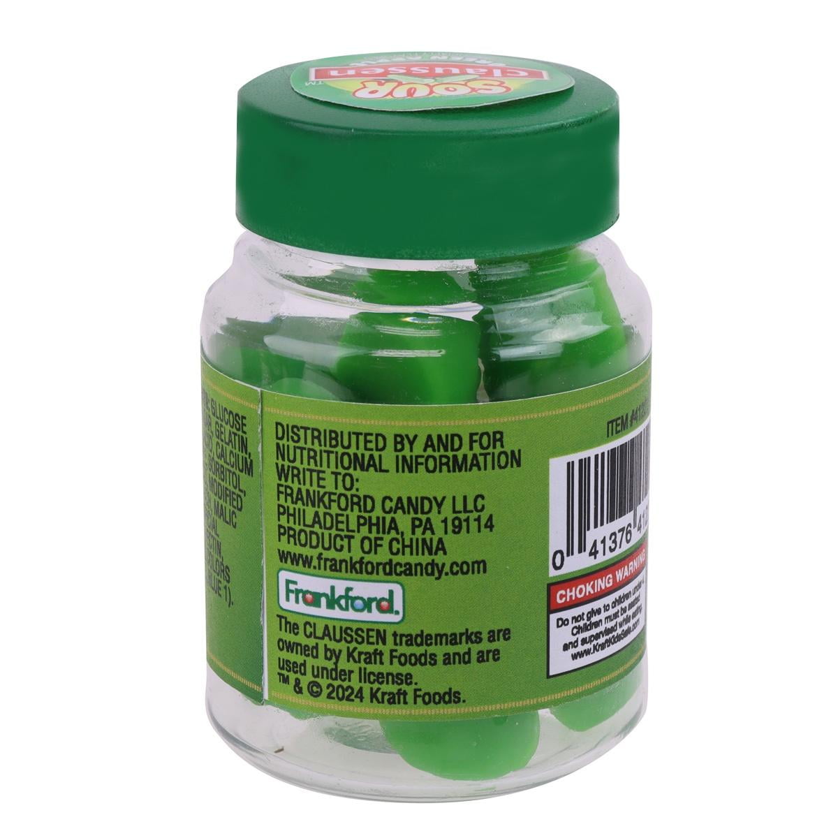 (4 pack) Frankford Claussen Sour Apple Flavored Mini Pickle Gummy Candy Jar, 1.41 Ounces