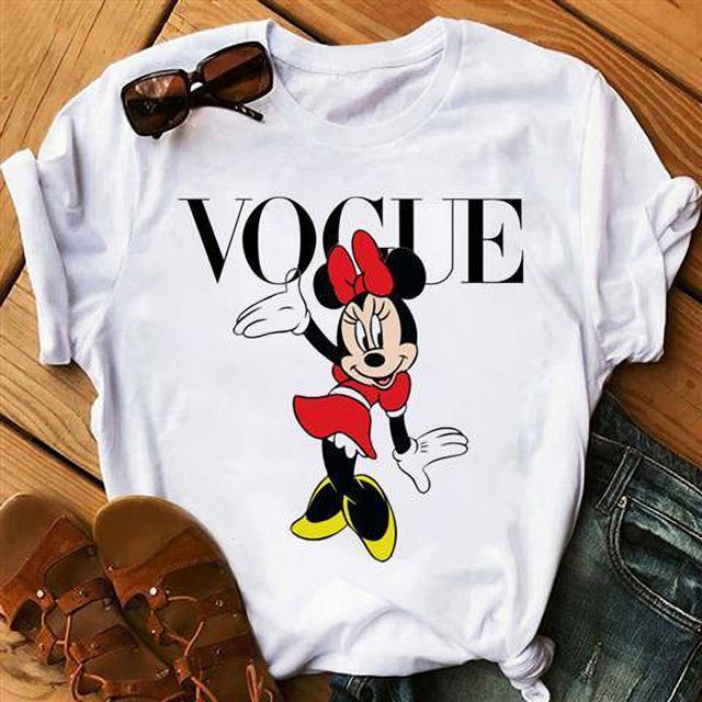 Minnie Mouse camiseta niñas mujeres Kawaii Top dibujos animados gráfico camisetas divertidas Harajuku Disney camiseta moda camiseta mujer ropa Gao Jinjia LED