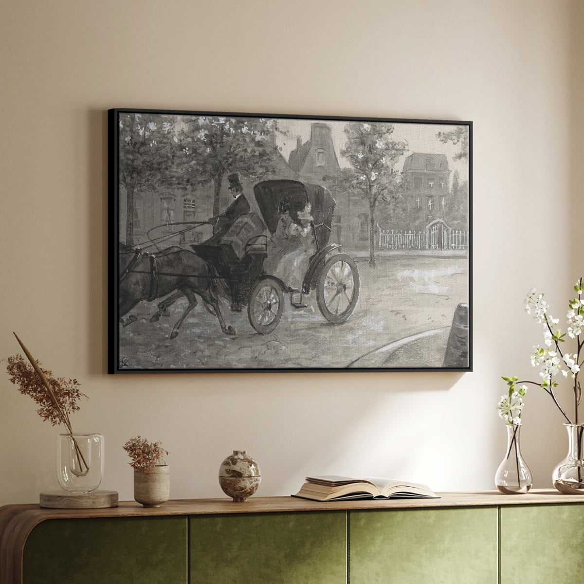 Vintage Animal Print-XXVIII By Wexford Home Framed in Black Wood Gallery Wrapped Canvas 17 in. x 25 in.