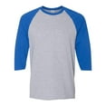 thumbnail image 5 of Gildan Men 3/4 Sleeve Raglan T-Shirt, Three-Quarter Tee - Heavy Cotton Sport Grey/Royal, Sizes S-3XL, Baseball Shirt, 5 of 5
