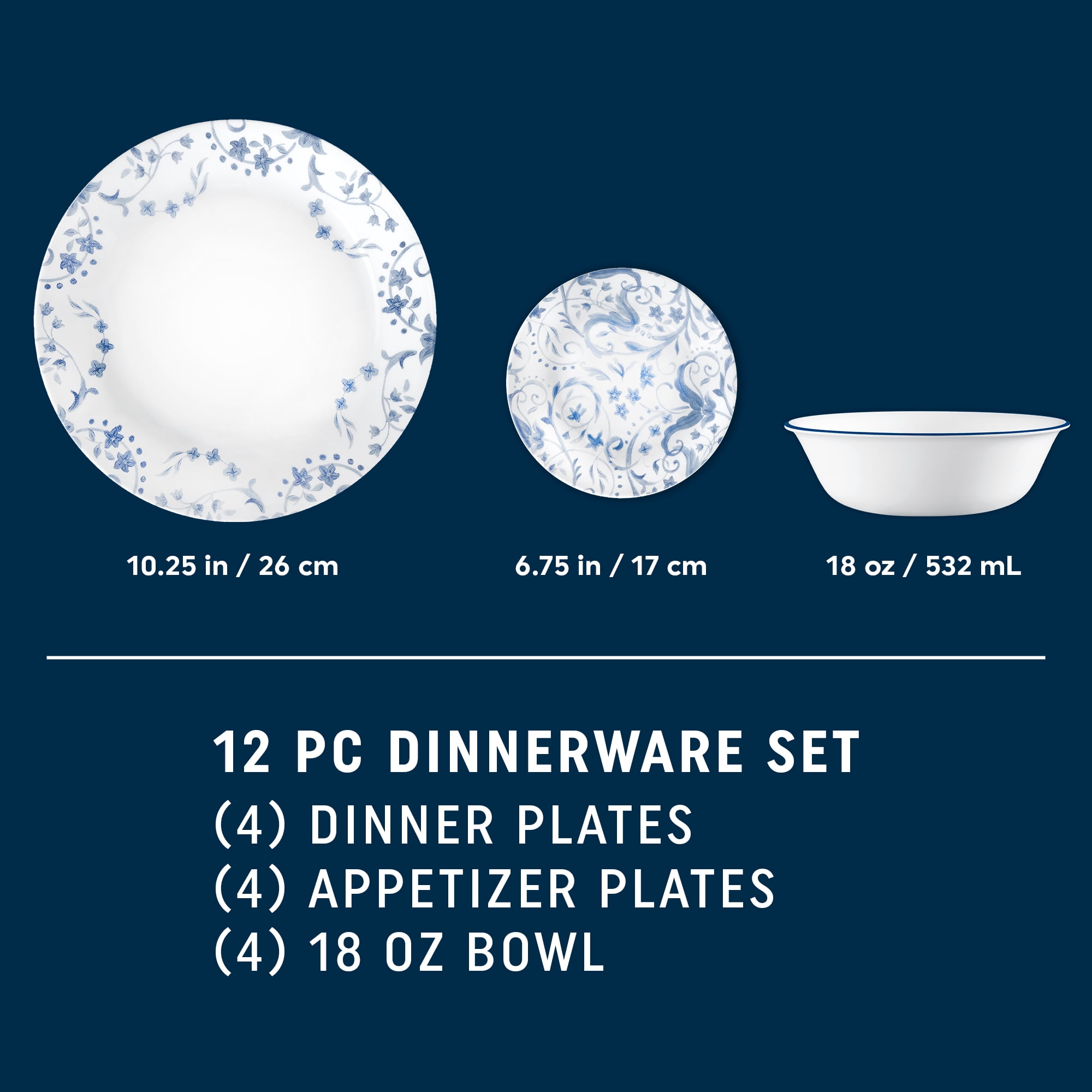Corelle Darlington 12-Piece Glass Dinnerware Set (Service for 4)