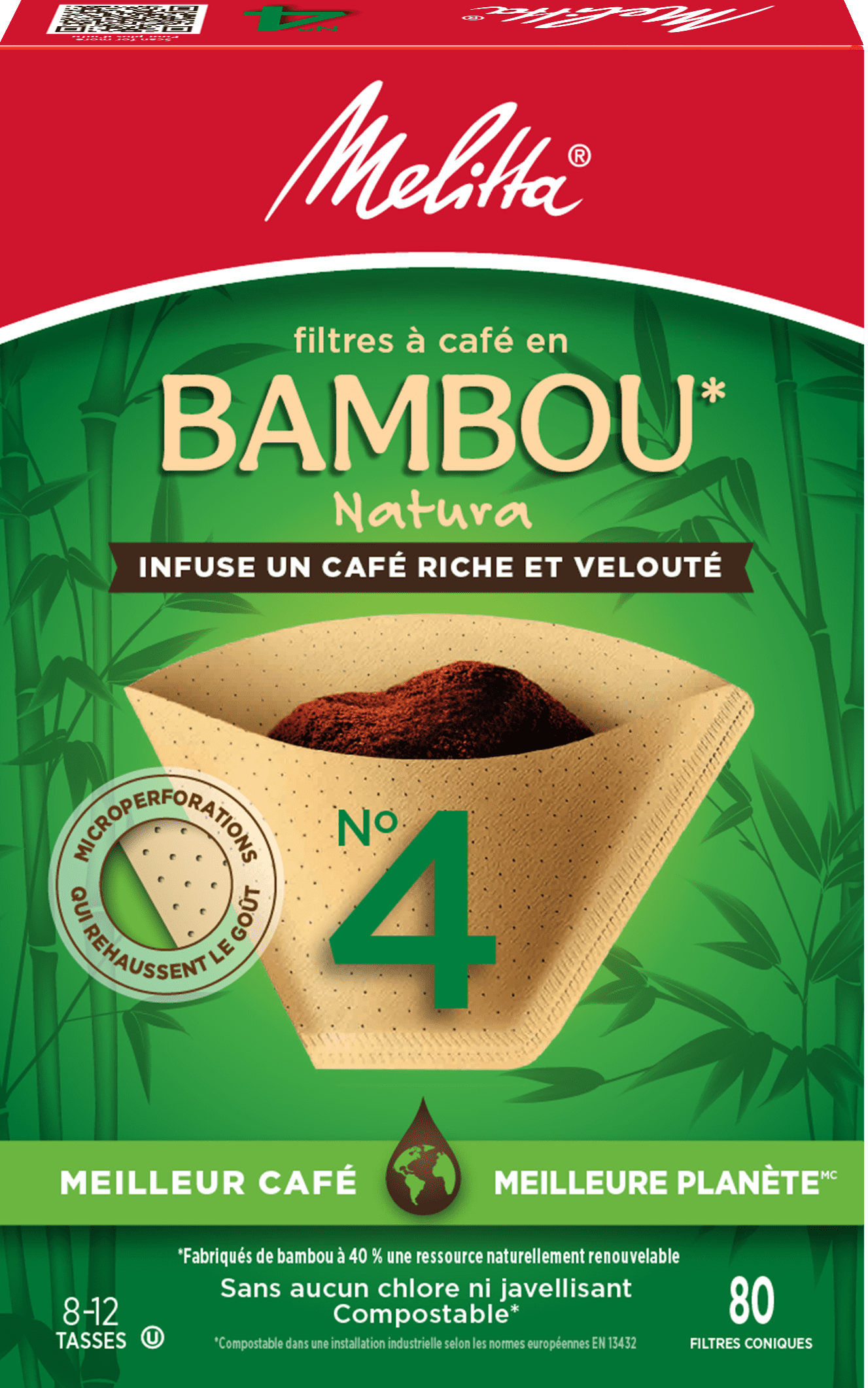 Filtres à café en bambou № 4 de Melitta Paq. de 80