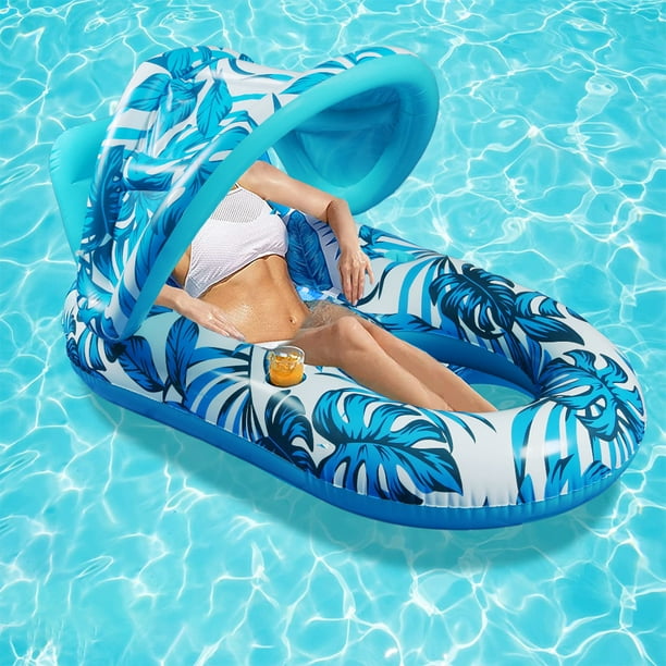 Colchón Inflable Para Piscina Con Soporte Para Bebidas – Hamaca Acuática De 160x120x70 Cm Para Adultos Y Niños