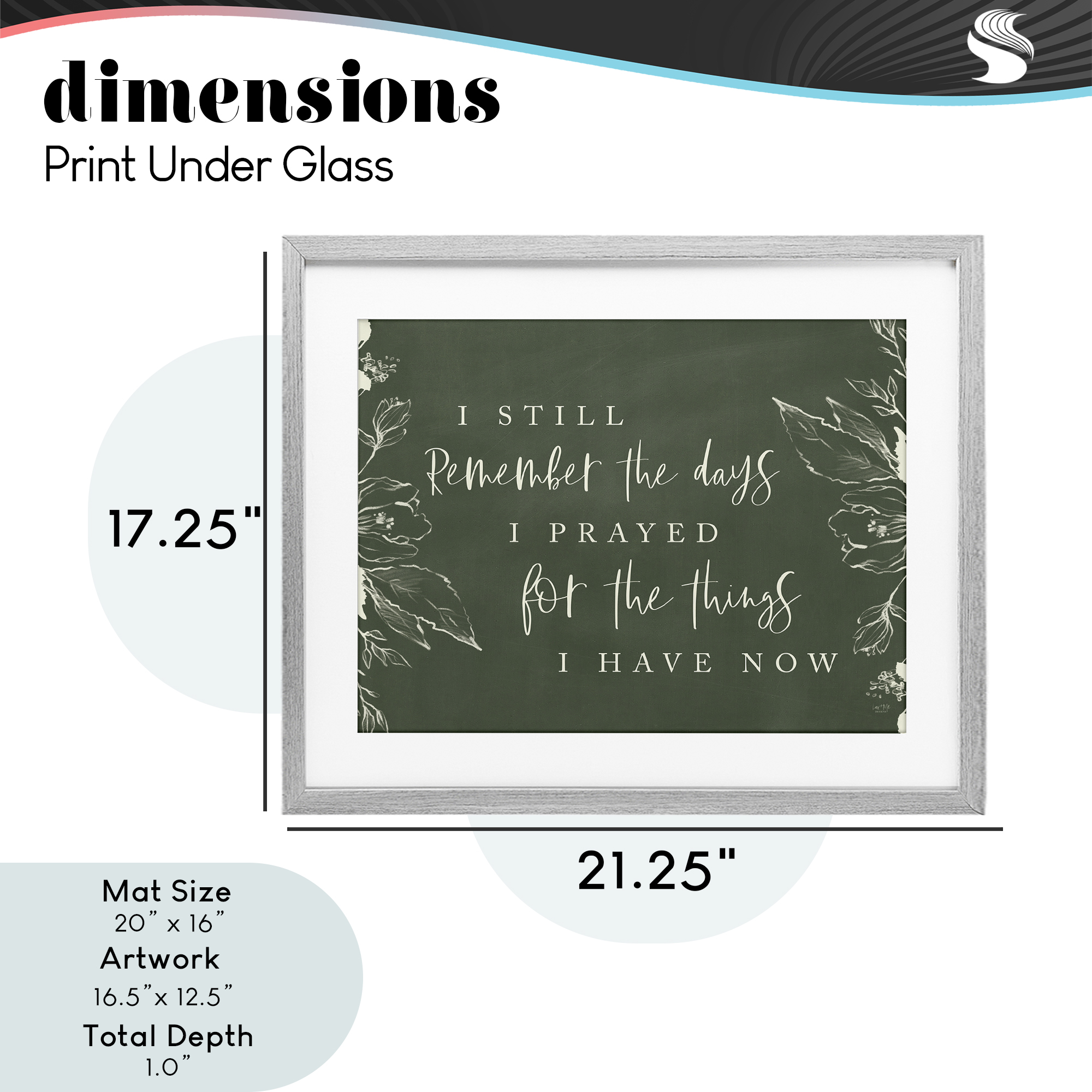 Prayed For What I Have Now Gray Framed Print Under Glass, design by Lux + Me Designs