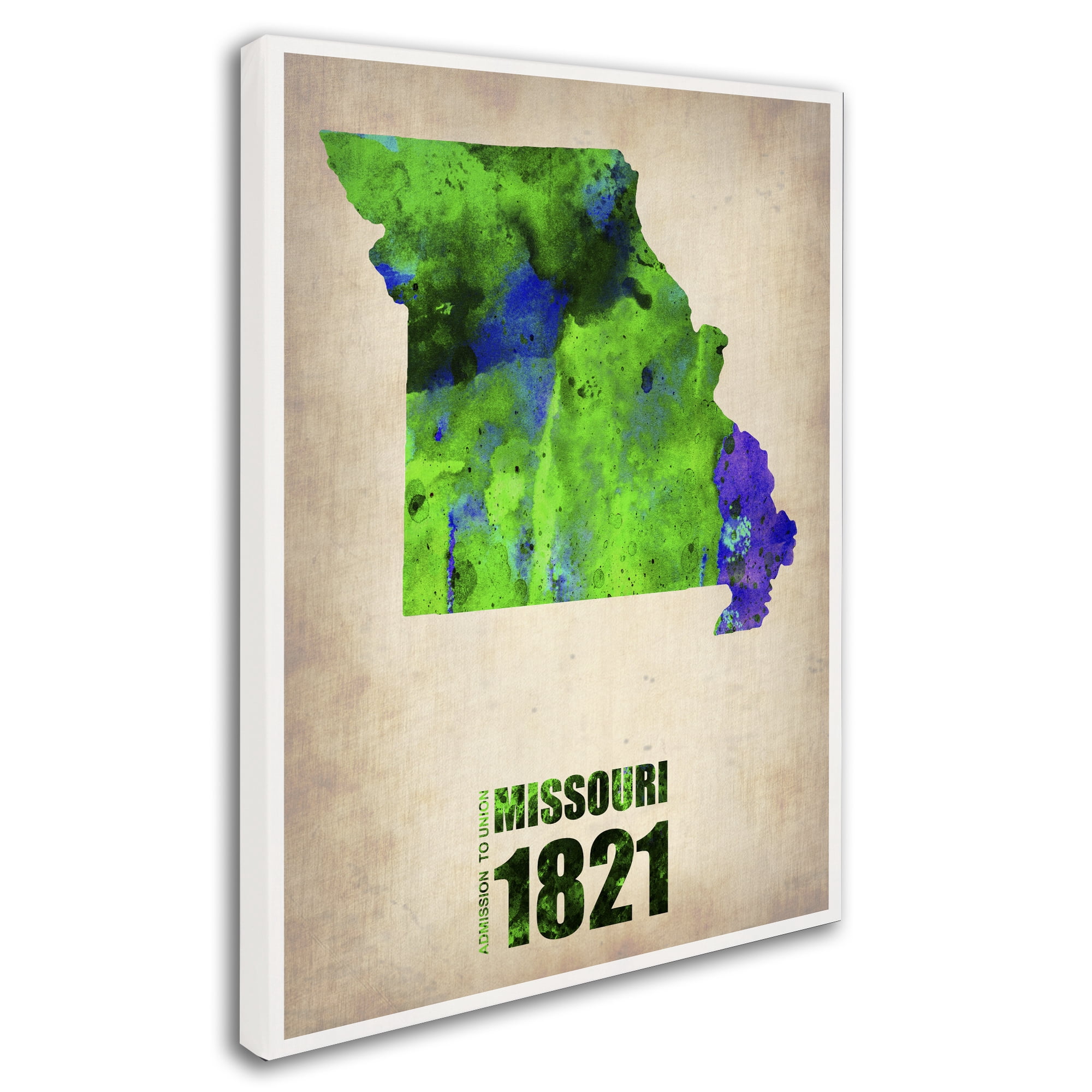Trademark Fine Art "Missouri Watercolor Map" Canvas Art by Naxart