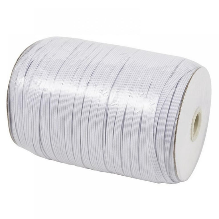 93 Yards Briaded Elastic Band 1/4 inch with Free Tape,White Heavy Stretch  High Elasticity Knit Spool for Sewing Crafts DIY