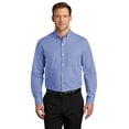 thumbnail image 3 of Port Authority W644 Broadcloth Gingham Easy Care Shirt, Gusty Grey/ White, 4XL, 3 of 6