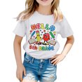 thumbnail image 2 of WERYOUNG Girls First Day Of School Shirt Short Sleeve Crew Neck Cartoon Prints T Shirts Lightweight Knit Tees For Kids Back To School Versatile Top 8-9 Years, 2 of 4