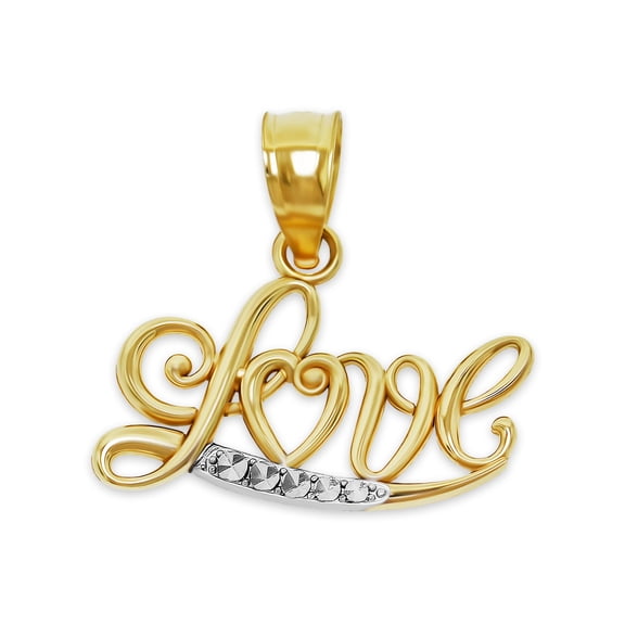 Charm America - Gold Diamond-Cut Accents Love Charm - 10 Karat Solid Gold