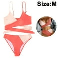 thumbnail image 2 of Women Sexy Wrap Bikini Swwimsuit Sets Criss-Cross Color Block Tie Back Top Cutout Thong Bathing Suit 2 Piece, 2 of 5