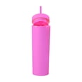 thumbnail image 1 of Advancent Botella de agua de 16OZ, vaso de paja esmerilado de plástico de 2 capas, bebida portátil, taza de té de la leche, soporte para café y jugo Mostrada rosa fluorescente roja NO12 Advancent HA007950-14B, 1 of 6