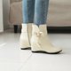 thumbnail image 5 of NECHOLOGY Botas Mujer Adulto Femenino Zapatos Botines mujer Botas altas con tacón de cuña y de de imitación de cuero de color sólido a la moda para mujer (Beige, 6.5), 5 of 7
