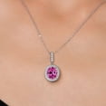thumbnail image 3 of Gem Stone King 925 Sterling Silver Pink Created Sapphire Pendant Necklace for Women (6.41 Cttw, Oval 12X10MM, with 18 inch Silver Chain), 3 of 6