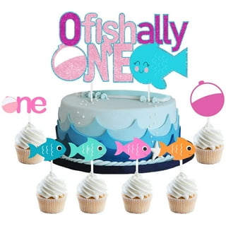 36pcs Fishing Cupcake Toppers Gone Fishing Party Cupcake Picks for