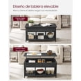 thumbnail image 4 of VASAGLE Mesa de Centro Elevable, Mesa Centro con Compartimentos Ocultos y Estante de Almacenamiento, para Salón, Estructura de Acero, 50 x 100 x (49-62) cm, Negro con Veta de Madera, 4 of 6