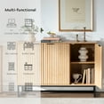 thumbnail image 6 of EYYTHUNG Fluted Storage Cabinet with 3 Doors, Modern Farmhouse Natural Oak Wooden Credenza with Adjustable Shelves, 1 Pack, 6 of 8