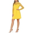 thumbnail image 3 of INSPIRE CHIC Vestido de Mujer de Malla con Corazón, Manga Larga Sheer, Estilo Gótico, Vestido de Cóctel Mini S Amarillo, 3 of 6