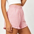 thumbnail image 6 of Cutuoiiu Women's High Waist Gingham Shorts Elastic Ruffled Waist with Ruffle Hem, Casual Summer Beach Shorts with Pockets, 6 of 6