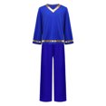 thumbnail image 5 of Aislor Boys Praise Dance Outfits Liturgical Worship Pullover Top with Wide Leg Pants Bottom for Themed Party Blue 12, 5 of 7