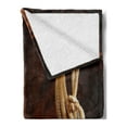 thumbnail image 2 of Western Soft Flannel Fleece Throw Blanket, American Style Cowboy Wild West Culture Sports Team Roping Barn Print, Cozy Plush for Indoor and Outdoor Use, 50" x 70", Umber Brown, by Ambesonne, 2 of 5