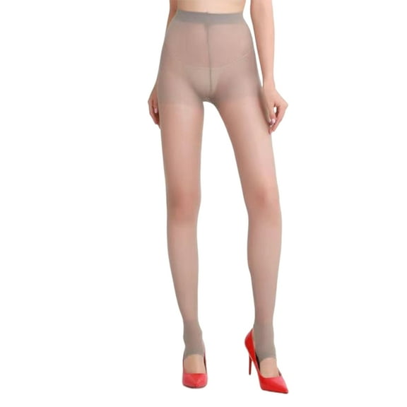 Women Thin See Through FootlessTights Sheer Silk Pantyhose Control Top Solid Color Dance Leggings