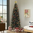 thumbnail image 2 of Dextrus 6FT Pre-lit Pencil Artificial Christmas Tree, Holiday Slim Christmas Tree with 700 Branch Tips & 200 Lights, Remote Control,11 Modes, Black, 2 of 9