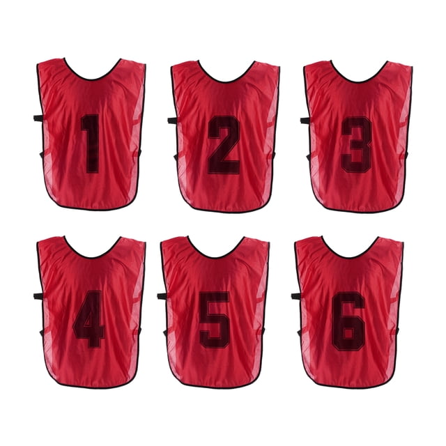 Uxcell Gilet d'Entraînement de Soccer, Maillots de Sport d'Équipe Réversibles Numérotés Rouges 27 Po